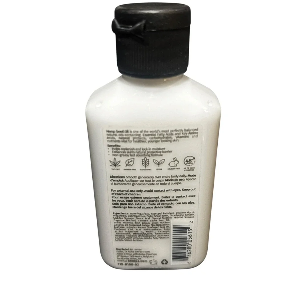 Hempz Whipped Vanilla & Coconut Cream Herbal Body Moisturizer 2.25 fl oz Travel